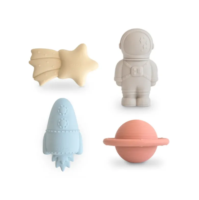 Mushie Brinquedos Banho Espaço 10+ Meses | 4 Peças Anti-Bolor