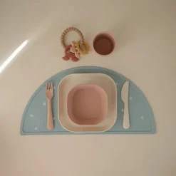 Mushie Conjunto Talheres 6+ Meses Cor Cloud | Garfo, Colher e Faca - Plástico Seguro
