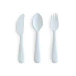 Mushie Conjunto Talheres 6+ Meses Cor Powder Blue | Garfo, Colher e Faca - Plástico Seguro