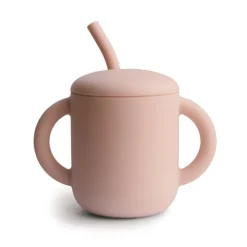 Mushie Copo Didático com Palhinha Rosa 6+ Meses | Lavável na máquina