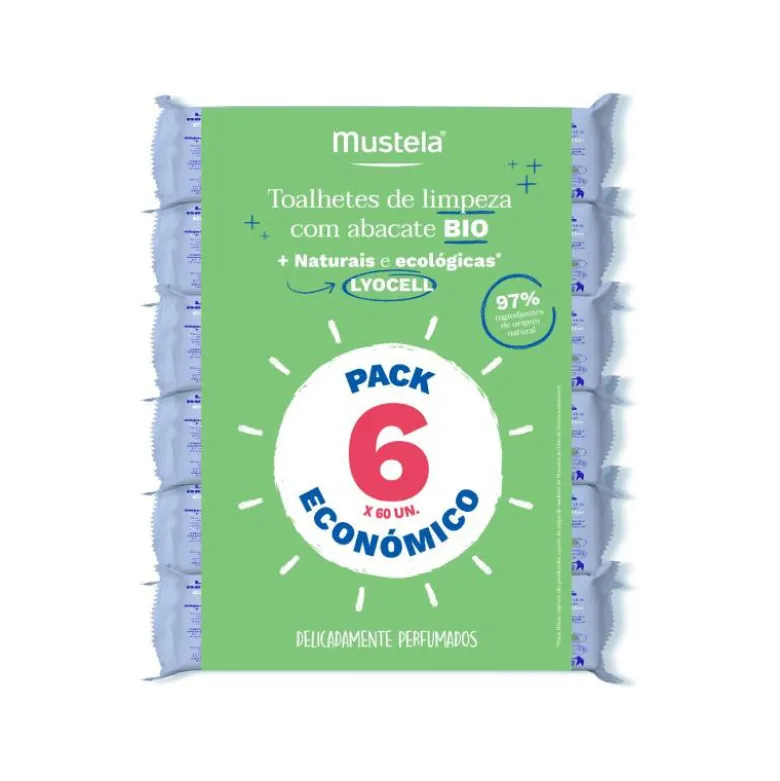 Mustela Bebé BIO Toalhitas de Limpeza Lyocell 6x60