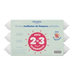 Mustela Bebé Toalhetes de Limpeza Sem Perfume Pack 3