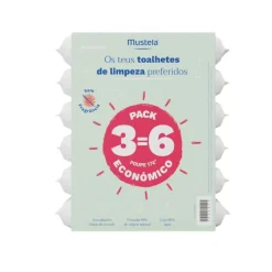 Mustela Bebé Toalhetes de Limpeza Sem Perfume Pack 6