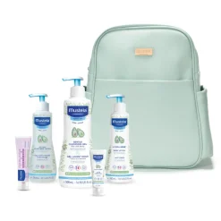 Mustela Mala Maternidade Menta | Mochila com 5 Produtos Mustela Bebé Recém-Nascido