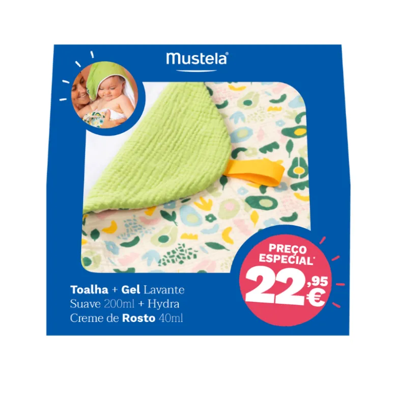 Mustela Toalha + Gel Lavante 200ml + Creme Rosto 40ml