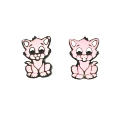 MyLovly Brincos Criança Gatinho Rosa | Aço Hipoalergénico