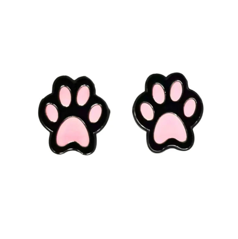 MyLovly Brincos Criança Pata Rosa | Aço Hipoalergénico