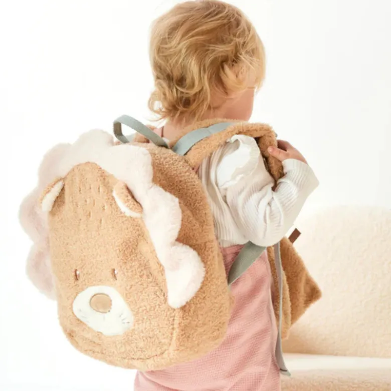 Nattou Mochila Infantil Leão em Tecido Teddy | Fofa, Leve e Lavável