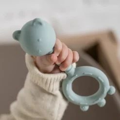Nattou Mordedor e Roca Silicone Urso Verde | Brinquedo Para Bebé 2 em 1