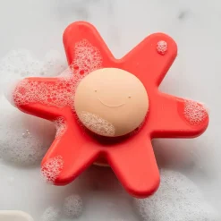 Nattou Spinner Silicone Flor Rosa com Ventosa | Brinquedo Sensorial para Bebés