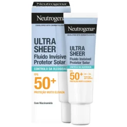 Neutrogena Ultra Sheer Protetor Solar Fluido Invisível Oil-Control FPS 50+ 50ml | Pele Oleosa e Acneica