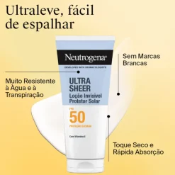 Neutrogena Ultra Sheer Protetor Solar Loção Invisível Corpo FPS50 200ml | Hidrata e Protege