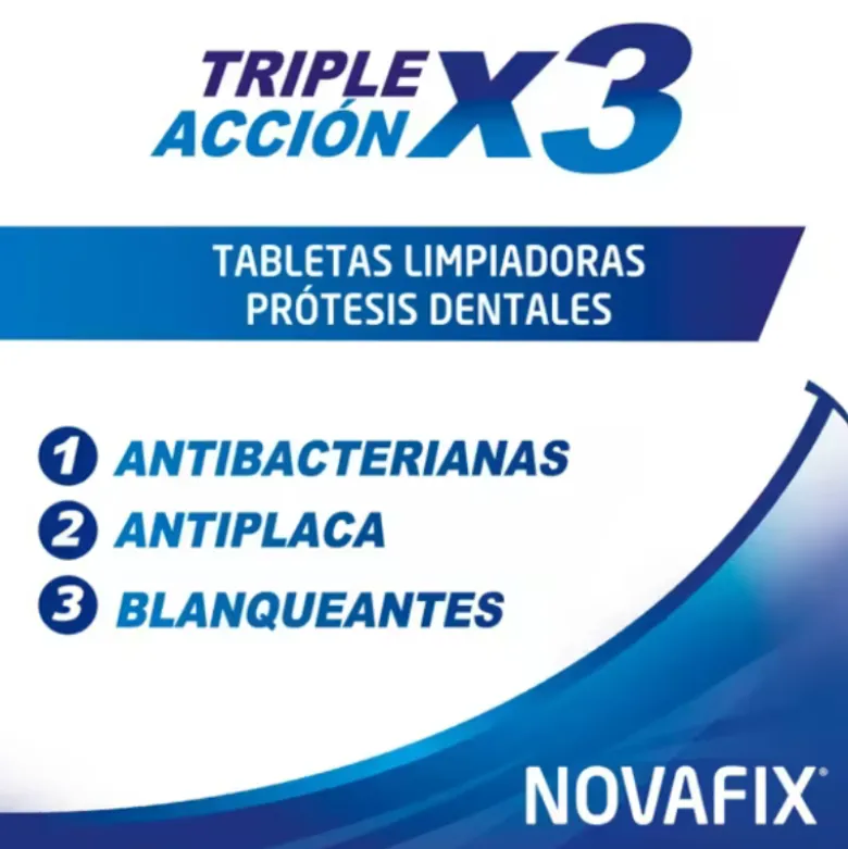 Novafix Pastilhas Limpeza Tripla Ação Prótese Dentária 60 + 36 Grátis