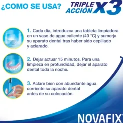 Novafix Pastilhas Limpeza Tripla Ação Prótese Dentária 60 + 36 Grátis