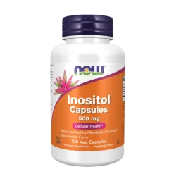 NOW Inositol 500mg 100 Cápsulas Vegetais | Suporte equilíbrio hormonal e bem-estar emocional