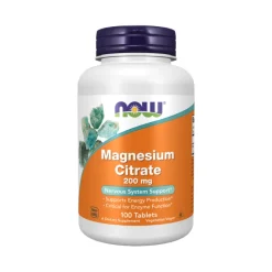 NOW Magnesium Citrate 200mg 100 Comprimidos | Elevada Absorção | Energia e Relaxamento