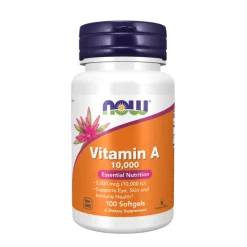 NOW Vitamina A 10.000 UI 100 Cápsulas | Olhos, Pele, Imunidade