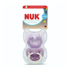 NUK Chupeta First Choice Dia e Noite Roxo 0-6M Uni. 2 | Brilham no escuro