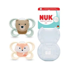 NUK Chupeta Perfect Match Air Silicone Raposa/Urso 0-2 Meses 2 Uni.