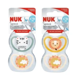 Nuk Chupeta Space Tetina Silicone Animais 6-18M 2 Uni.