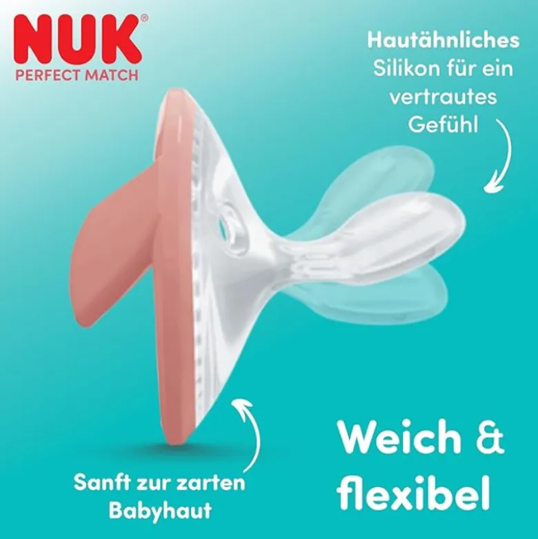 NUK Perfect Match Chupetas 0-6M x2 Bege + Coral | 95% Aceitação Bebés
