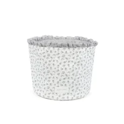 Pasito a Pasito Cesto Organizador Little Bloom Flowers Grey | Quarto Bebé Arrumação