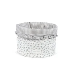 Pasito a Pasito Cesto Organizador Little Bloom Flowers Grey | Quarto Bebé Arrumação