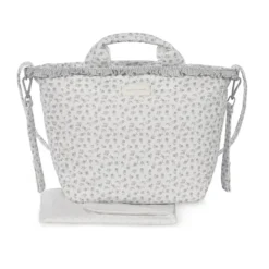 Pasito a Pasito Mala Maternidade Little Bloom Flowers Grey | Alças ao ombro, na mão ou presa ao carrinho