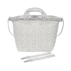 Pasito a Pasito Mala Maternidade Little Bloom Flowers Grey | Alças ao ombro, na mão ou presa ao carrinho