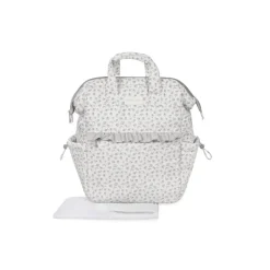 Pasito a Pasito Mochila Maternidade Little Bloom Flowers Grey | Tecido Impermeável
