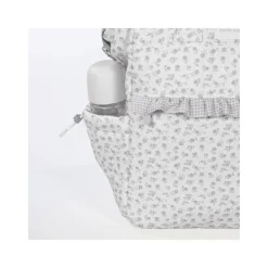 Pasito a Pasito Mochila Maternidade Little Bloom Flowers Grey | Tecido Impermeável