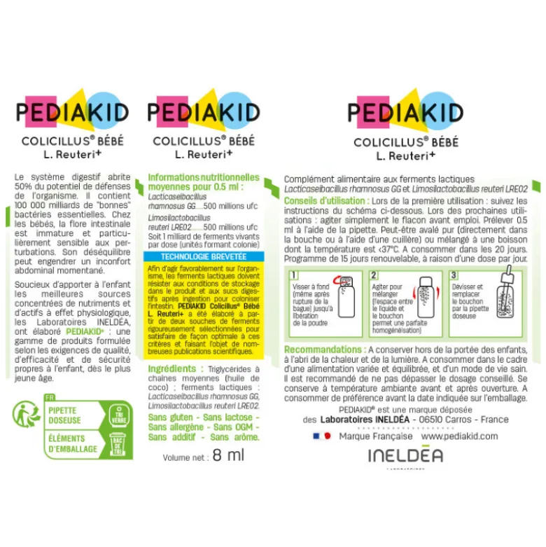 Pediakid Colicillus Bébé L.Reuteri+ Gotas 8ml | Probiótico para Cólicas do Bebé