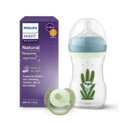 Philips Avent Biberão Natural Response Noturno 260ml + Chupeta Ultra Soft 0-6M