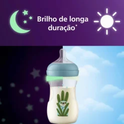 Philips Avent Biberão Noturno Natural Response 260ml 3-6Meses | Tetina Silicone fluxo médioeses
