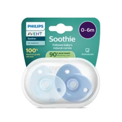 Philips Avent Soothie Chupeta Azul 0-6 Meses | Silicone Médico 2 Unidades