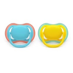 Philips Avent Ultra Air Chupeta Amarela e Azul 18M+ | 2 Chupetas Silicone