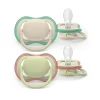 Philips Avent Ultra Air Chupeta Bege e Verde 6-18M | 2 Chupetas Silicone