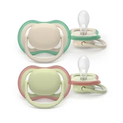 Philips Avent Ultra Air Chupeta Bege e Verde 6-18M | 2 Chupetas Silicone