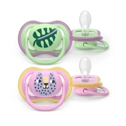 Philips Avent Ultra Air Chupeta Folha e Tigre 6-18M | 2 Chupetas Silicone
