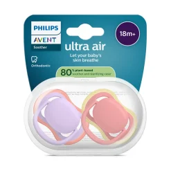 Philips Avent Ultra Air Chupeta Lavanda e Coral 18M+ | 2 Chupetas Silicone