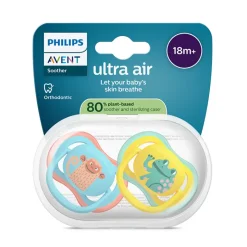 Philips Avent Ultra Air Chupeta Macaco e Sapo 18M+ | 2 Chupetas Silicone