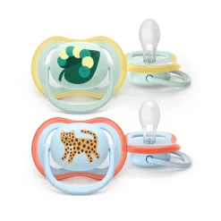 Philips Avent Ultra Air Chupeta Minhoca e Leopardo 0-6M | 2 Chupetas Silicone
