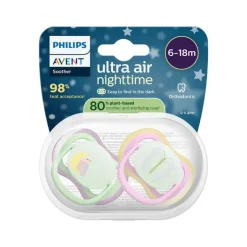 Philips Avent Ultra Air Chupeta Noturna 6-18M | Borboleta e Tucano - Brilha no Escuro | 2 Unidades