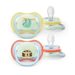 Philips Avent Ultra Air Chupeta Noturna 0-6M | Preguiça e TIgre - Brilha no Escuro