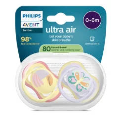 Philips Avent Ultra Air Chupeta Tucano e Borboleta 0-6M | 2 Chupetas Silicone