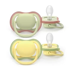 Philips Avent Ultra Air Chupeta Verde e Amarela 18M+ | 2 Chupetas Silicone