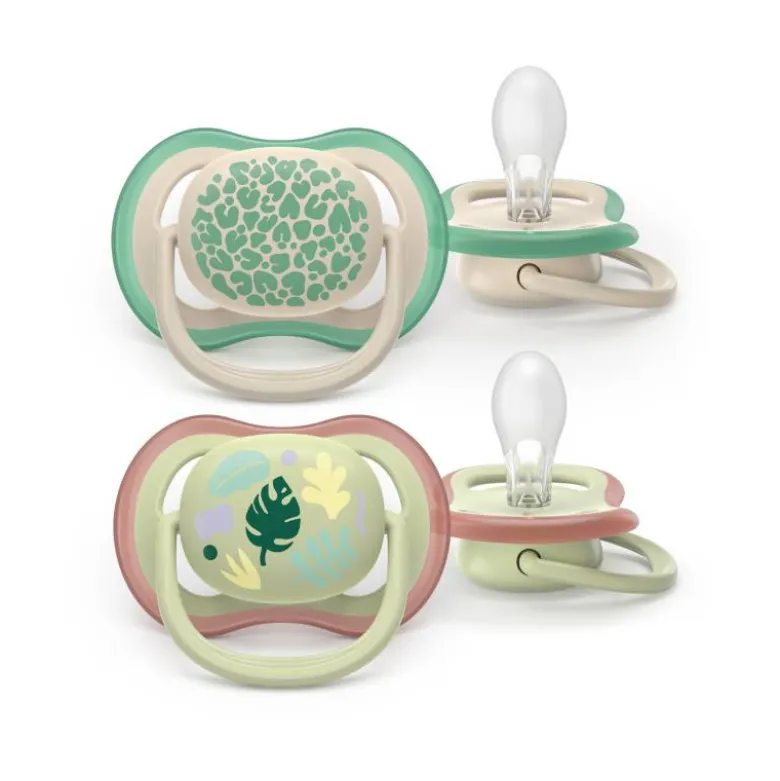 Philips Avent Ultra Air Chupeta Verde e Folhas 6-18M | 2 Chupetas Silicone
