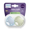 Philips Avent Ultra Soft Chupeta 0-6M Azul e Verde | Para Pele Sensível Bebé