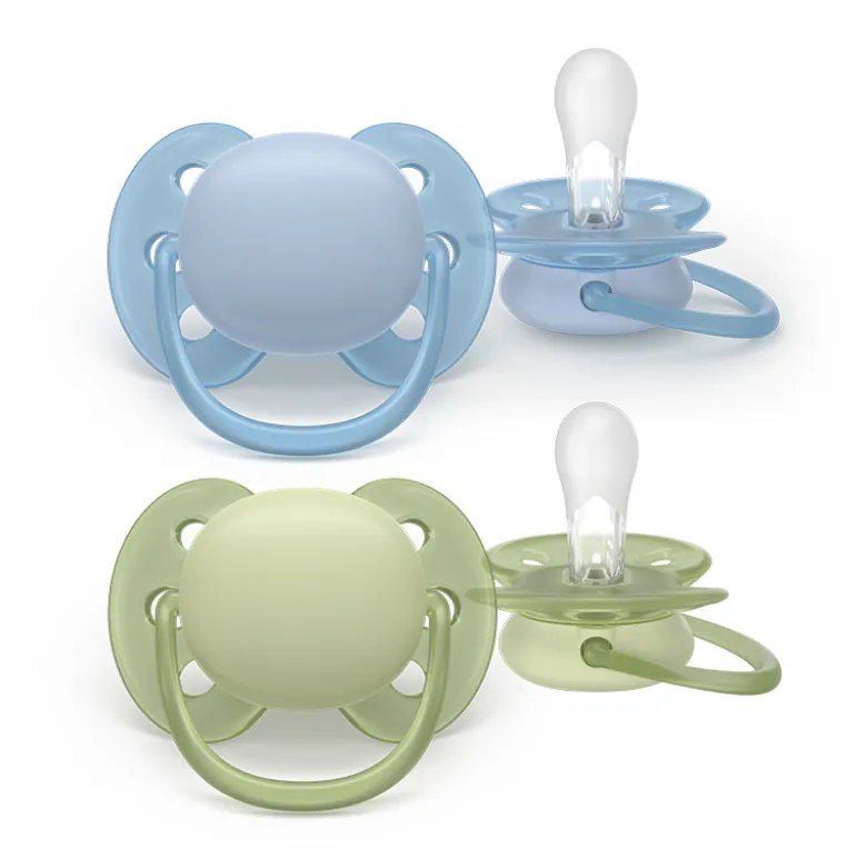 Philips Avent Ultra Soft Chupeta 0-6M Azul e Verde | Para Pele Sensível Bebé