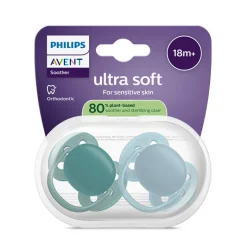 Philips Avent Ultra Soft Chupeta +18M Verde e Azul | Para Pele Sensível Bebé